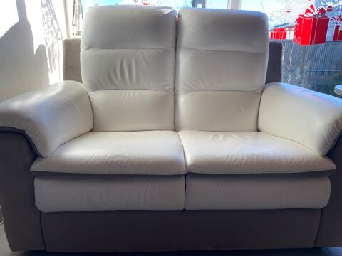 Canapé 2 places cuir blanc 450 Briey (54)