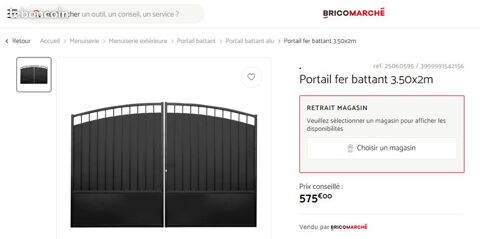 Portail NEUF plein fer Bricomarché 3,50m 435 Gien (45)