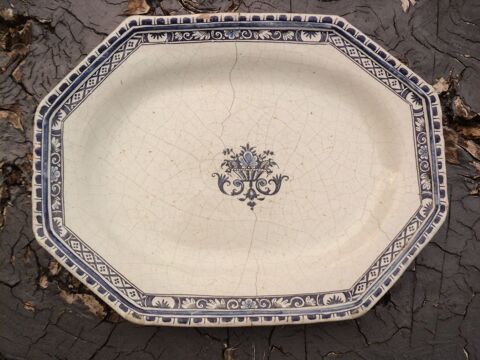 Plat Fa�ence de Rouen Blanc Bleu XVIII�me 40 Loches (37)