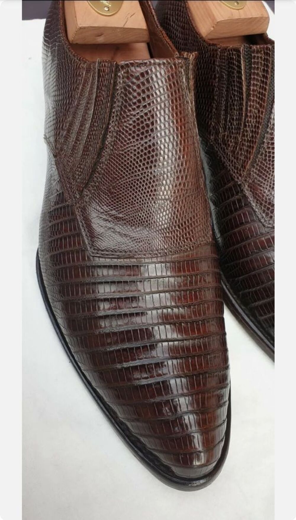 BOOTS BOTTINES HOMME CUIR &amp; SERPENT COULEUR MARRON TAILLE 42 Chaussures