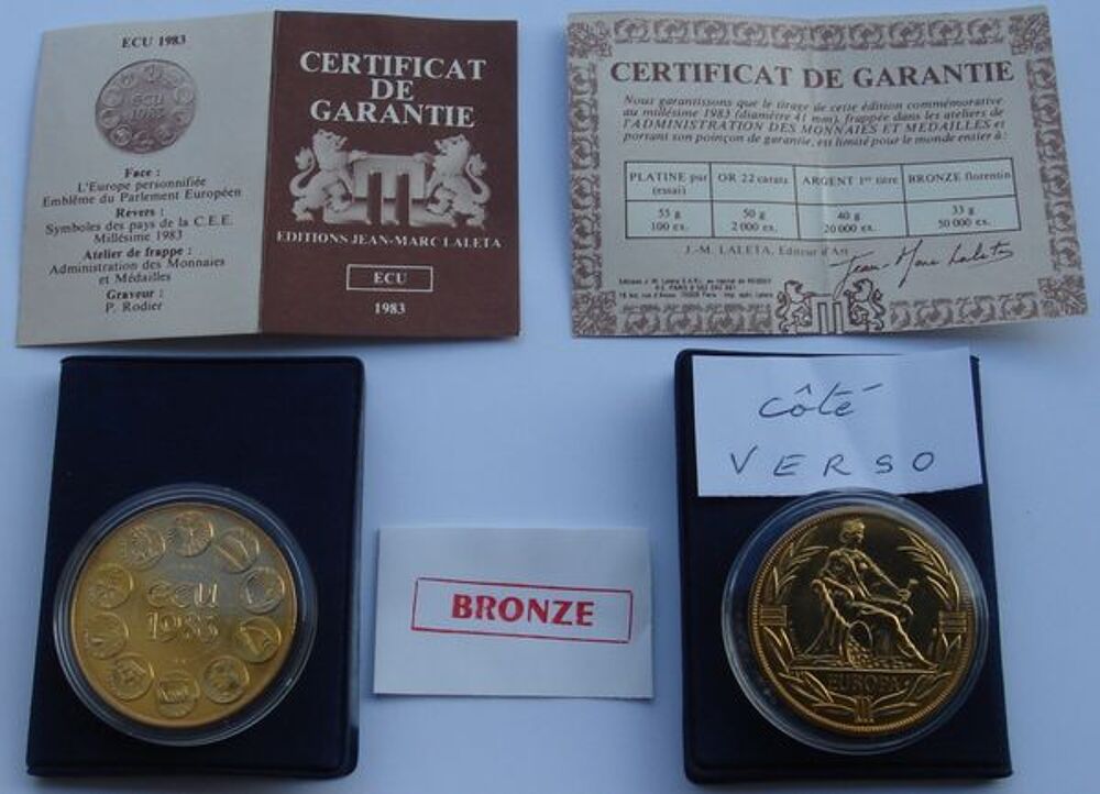 Ecu europ&eacute;en en Bronze florentin de 1983 Comme neuf 