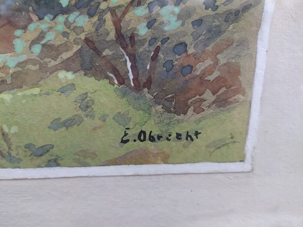 Tableau Paysage Alsace Kaysersberg Sign&eacute; Emile Obrecht 
