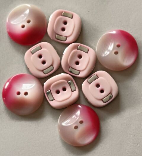 Lot de 9 boutons couture rose et blanc - Vintage & Fantaisie 12 Thonon-les-Bains (74)