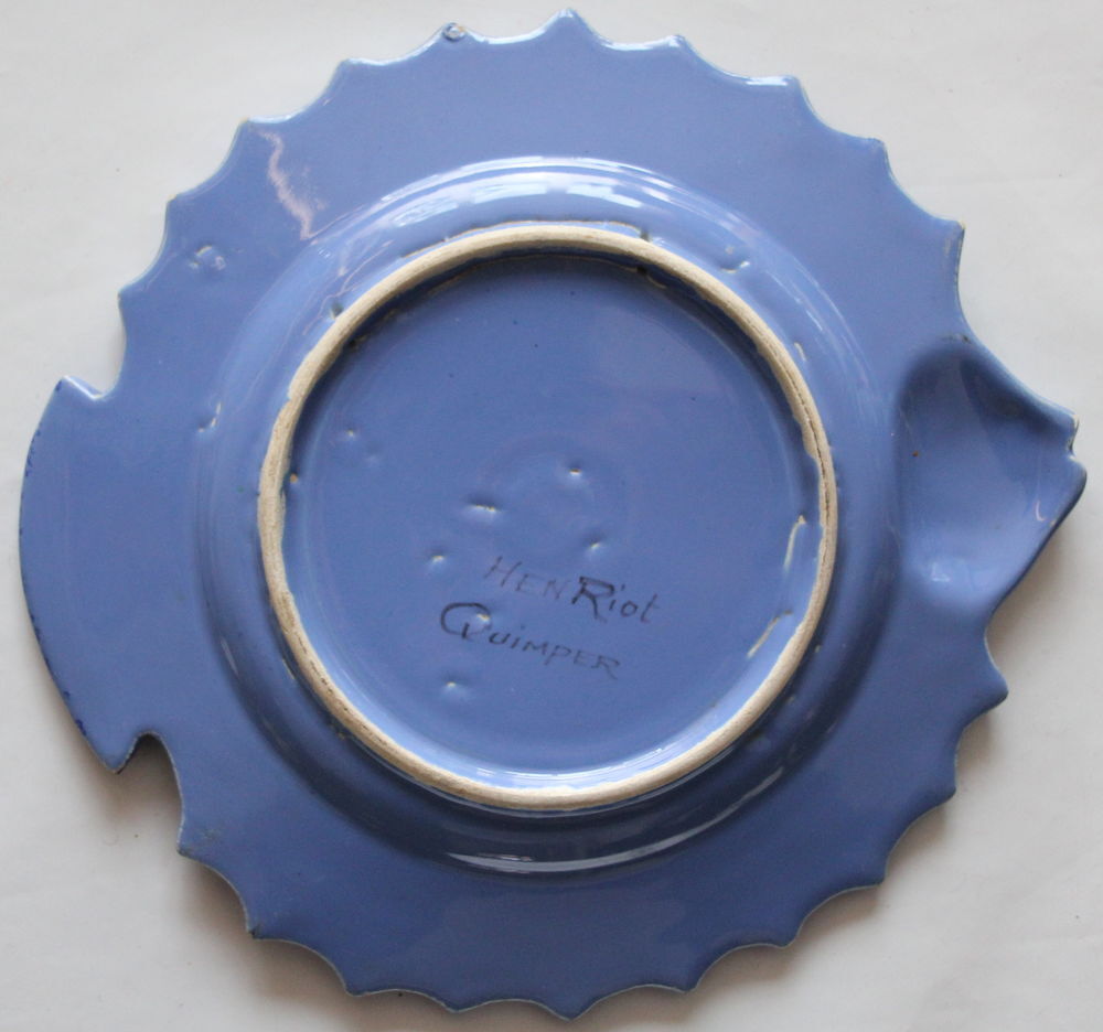 Assiette c&eacute;ramique HENRIOT Quimper poisson Sole Décoration