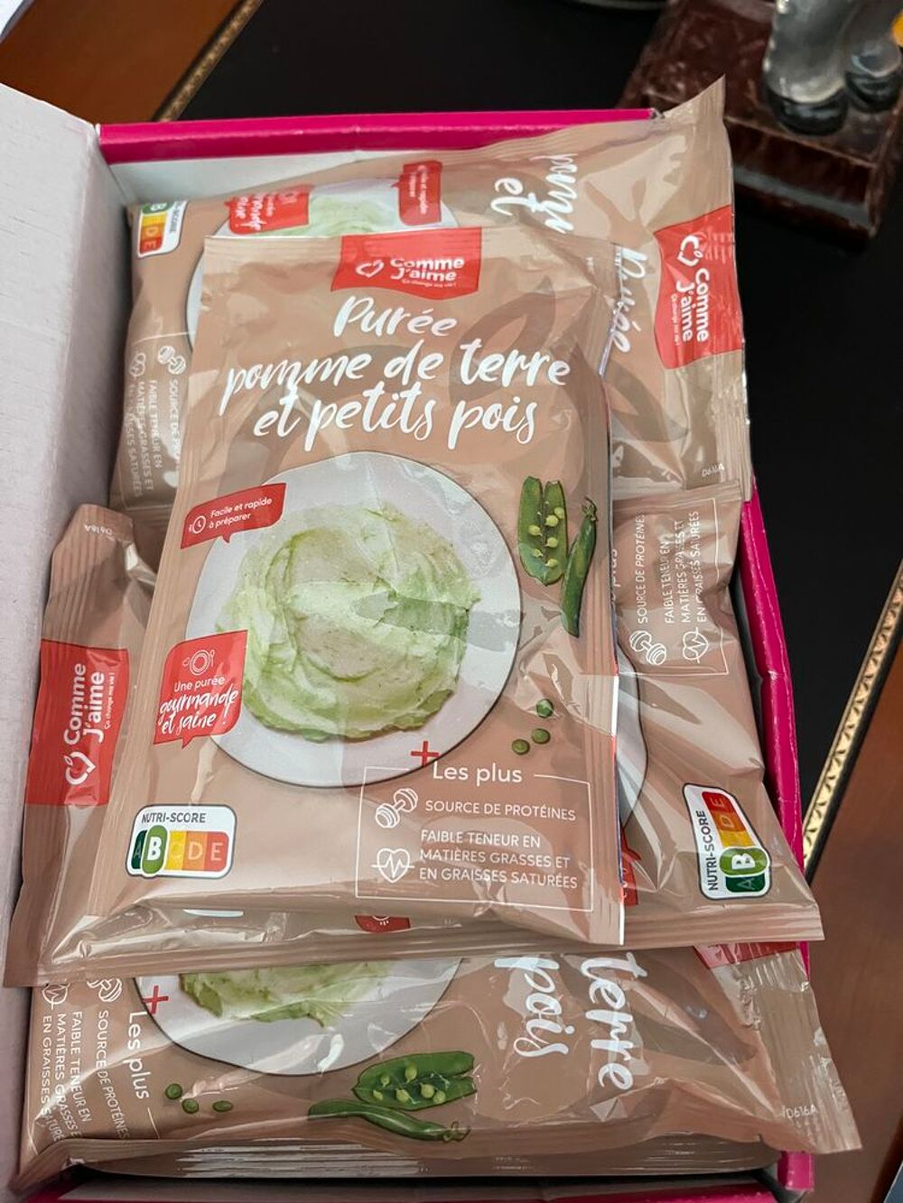 Lot de 18 sachets neufs de pur&eacute;e pomme de terre petit pois Cuisine
