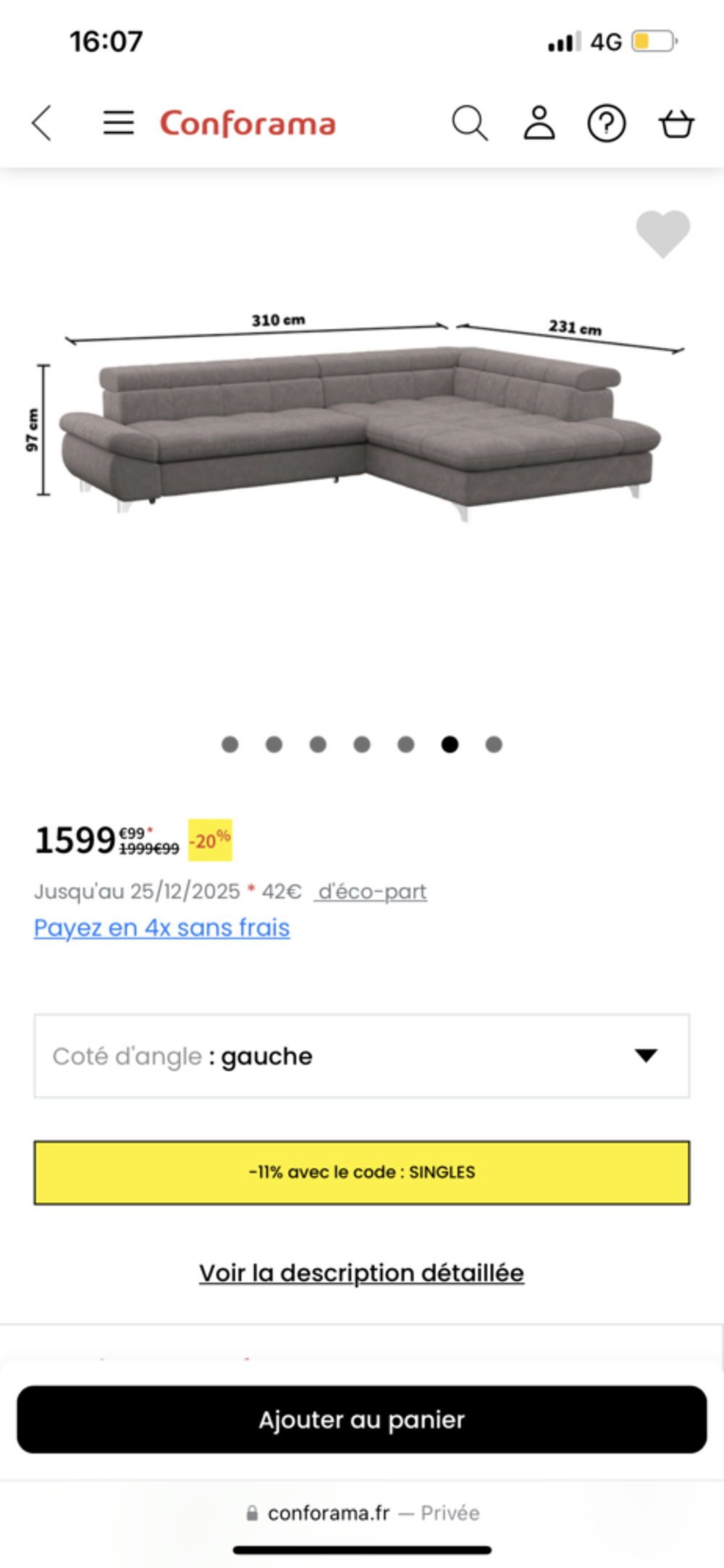 Canap&eacute; d'angle beige Meubles