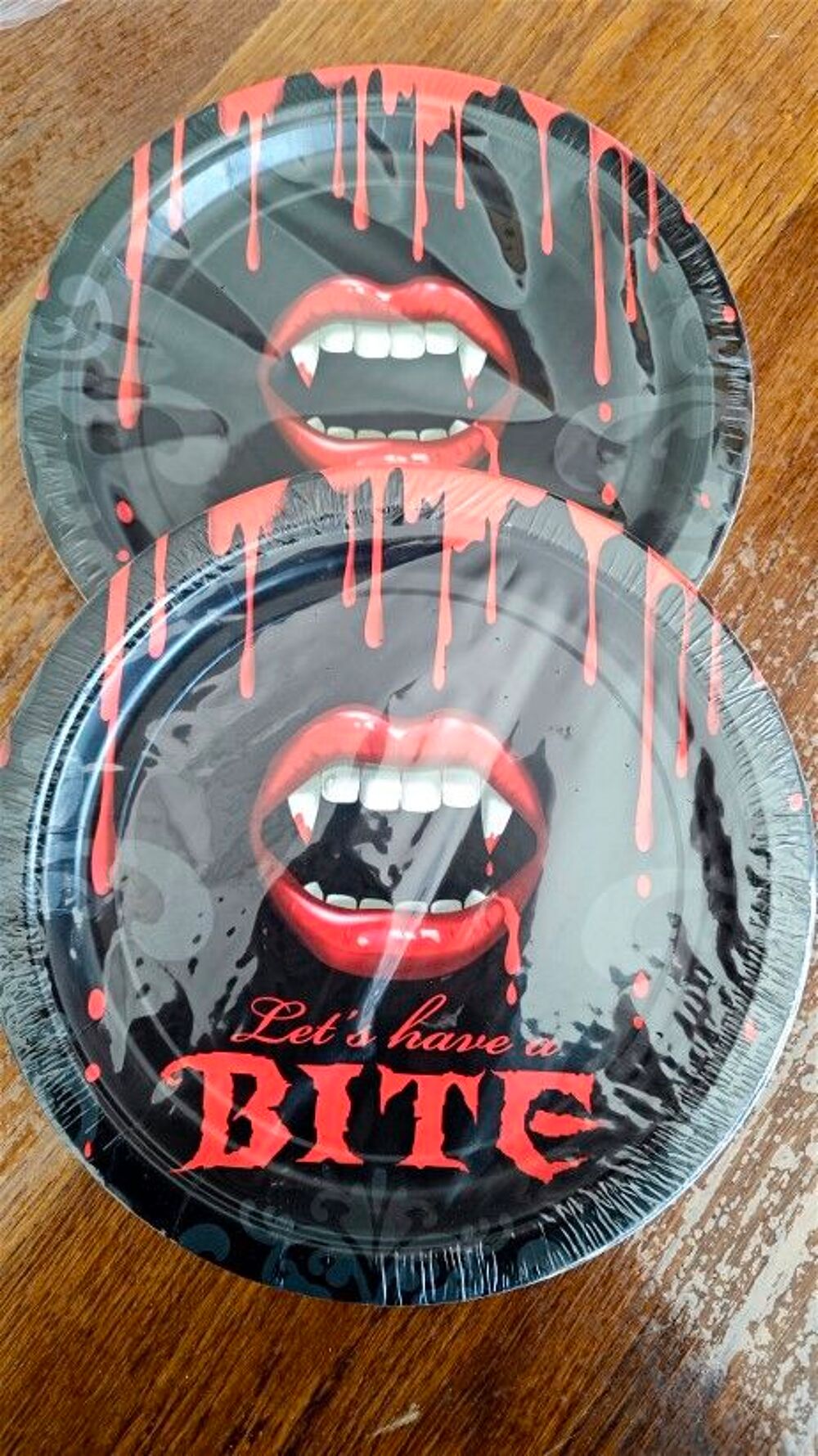 2 x Lots de 8 assiettes Morsure de vampire Halloween neuves Décoration