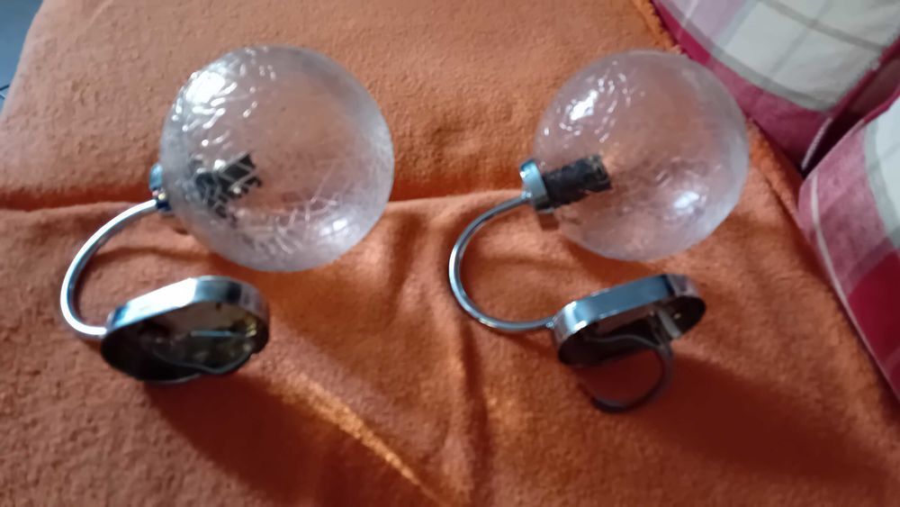Paire d appliques boules et chrome 70'S Décoration