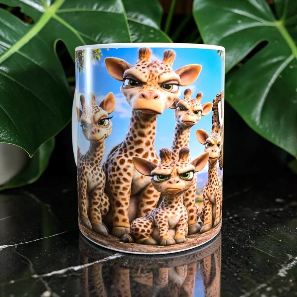 Mug humour, famille de girafes grincheuse Décoration