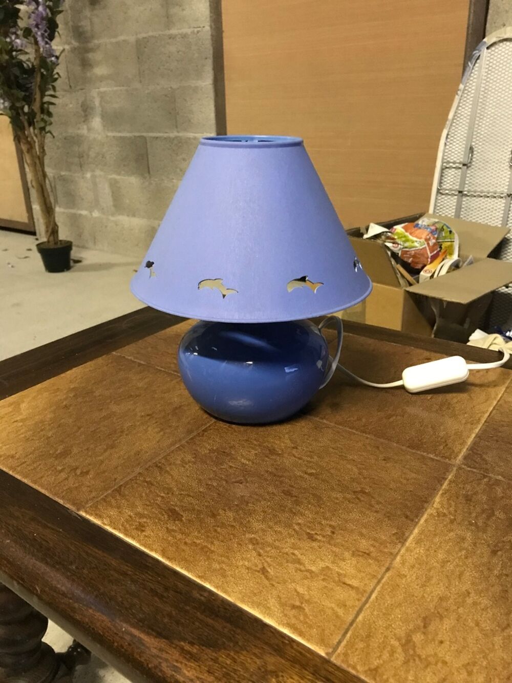 Lampe de Table Bleue avec Motifs Dauphins Dcoration