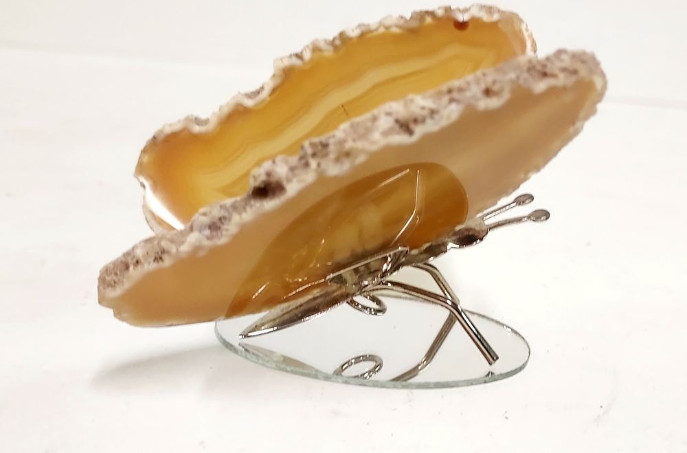 Papillon avec ailes en tranche d'agate Décoration