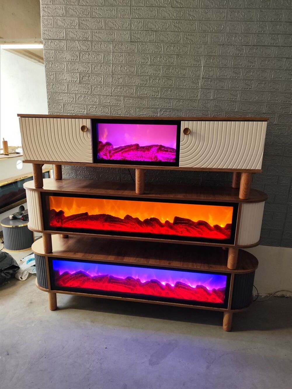 meuble TV de luxe avec chemin&eacute;e Bluetooth Meubles