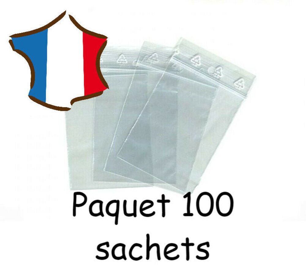 LOT 100 SACHETS PLASTIQUE ZIP EMBALLAGE 80X120 MM NEUF - LIV Décoration