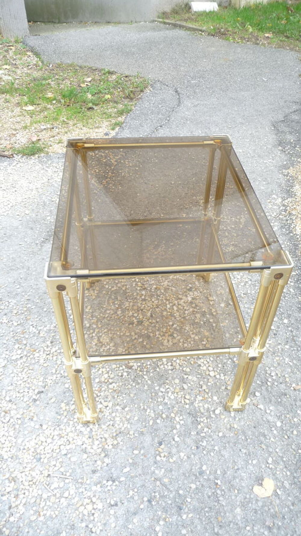 Table basse rectangulaire en verre vintage 70' Meubles