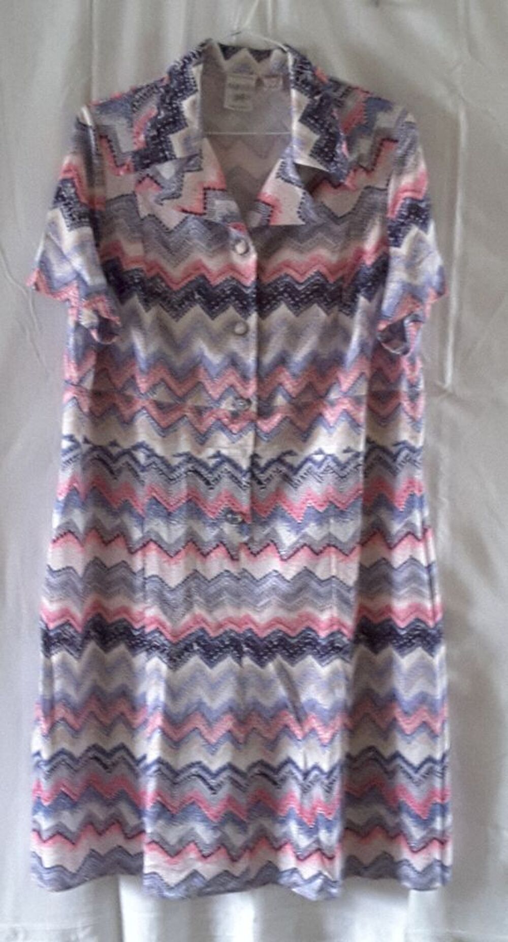 Robe imprim&eacute;e bleue rose sans manches - Marcelle Griffon - J Vêtements