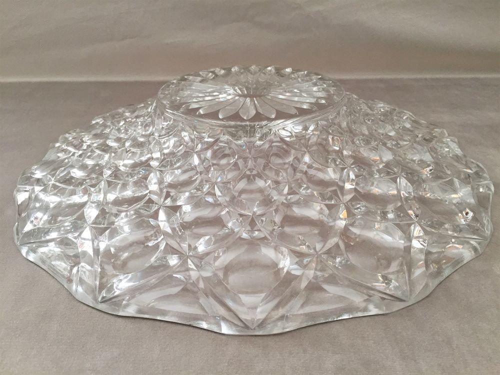 GRAND PLAT COUPE ART VERRE CRISTAL MOUL&Eacute; DESIGN' Décoration