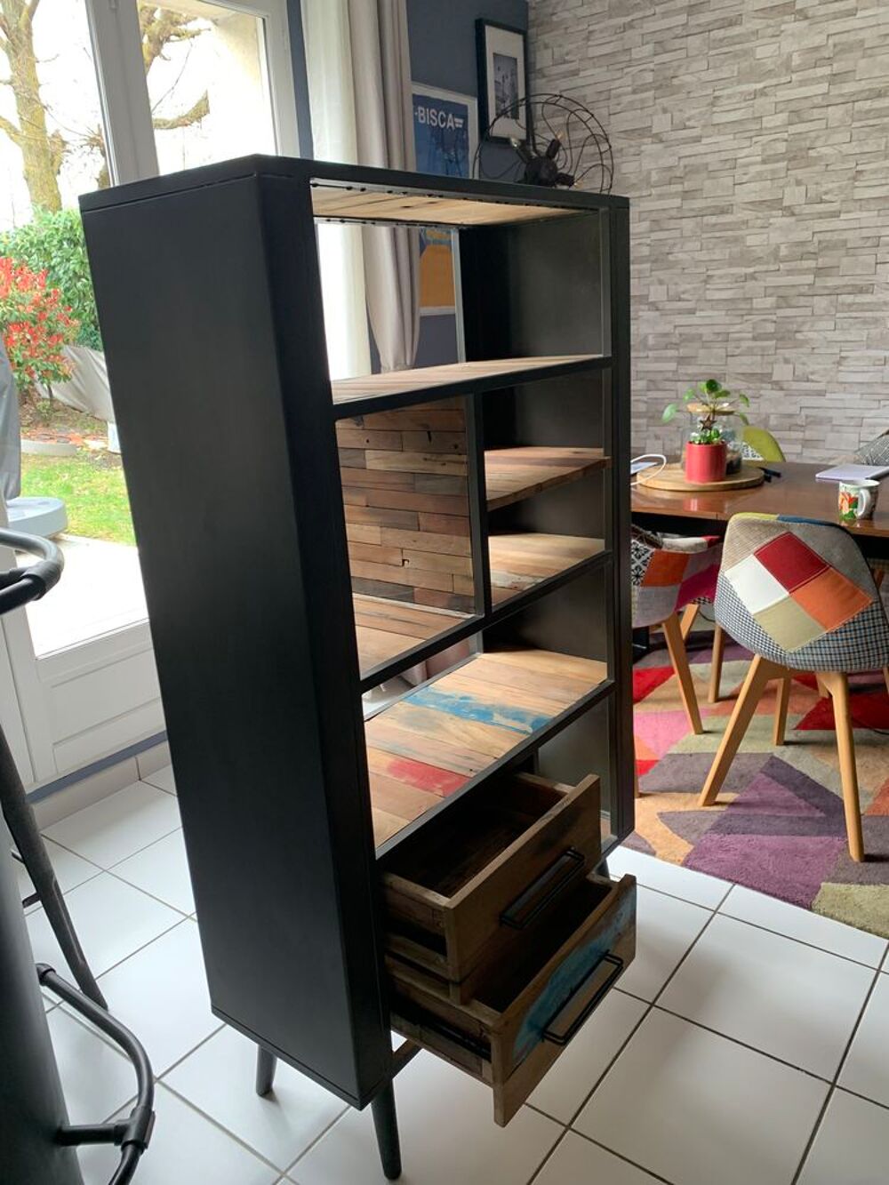 Biblioth&eacute;que Vintage "indus" Cocktail Scandinave comme neuve Meubles