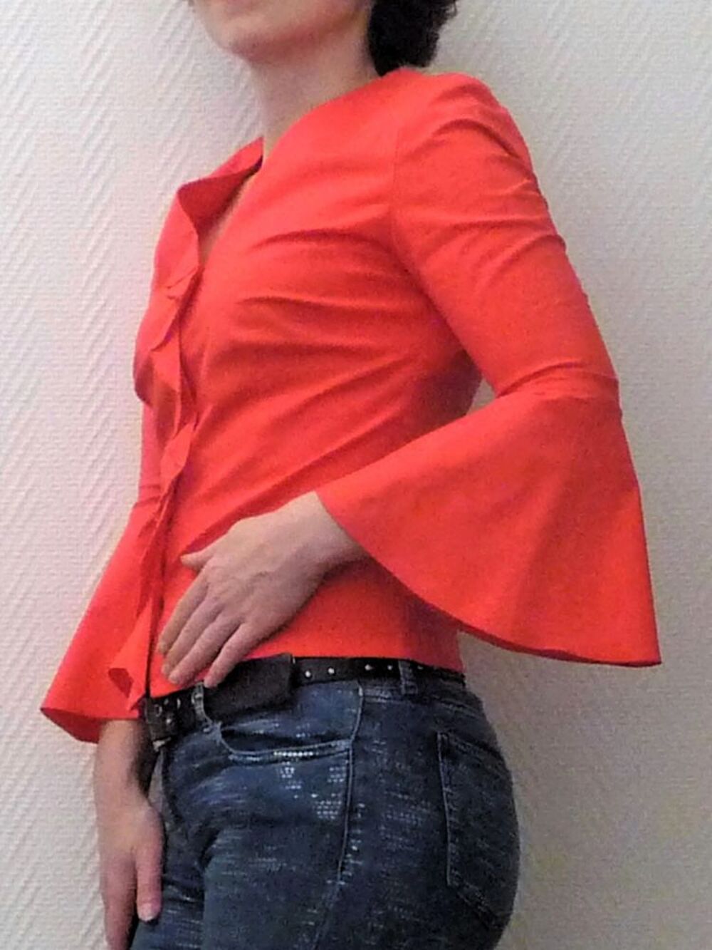 Chemisier/ Top Orange Corail avec ses Manches 3/4- Promod Vêtements