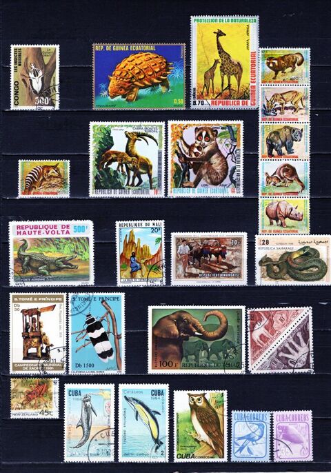 lot de 89 timbres du MONDE avec des ANIMAUX 4 Les glisottes-et-Chalaures (33)
