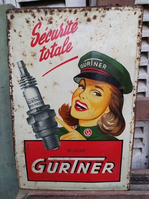 Plaque T�le Publicitaire Bougies Gurtner Garage Collection  280 Loches (37)