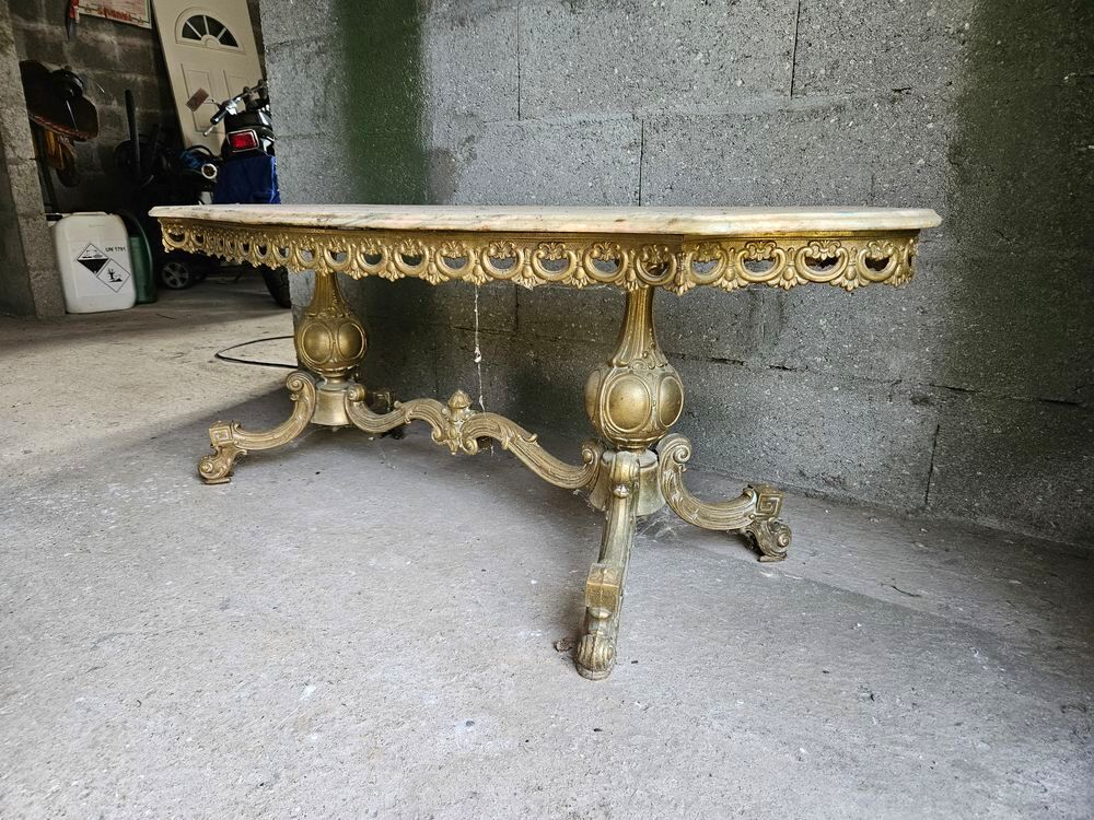 Table basse vintage marbre et laiton Meubles