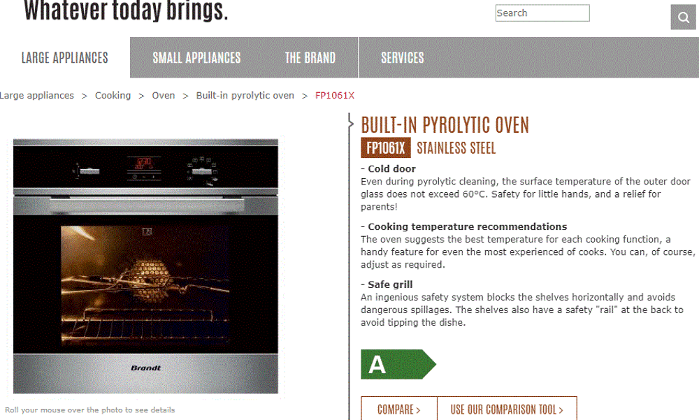 Four encastrable BRANDT pyrolyse (auto-nettoyant) FP 1061 X. Electrom�nager