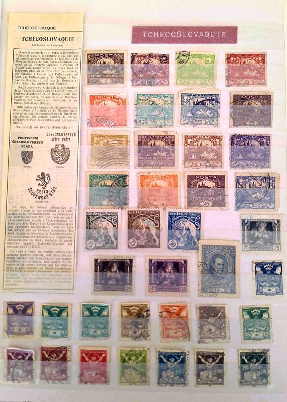 S&eacute;rie de timbres de collection de Tch&eacute;coslovaquie 