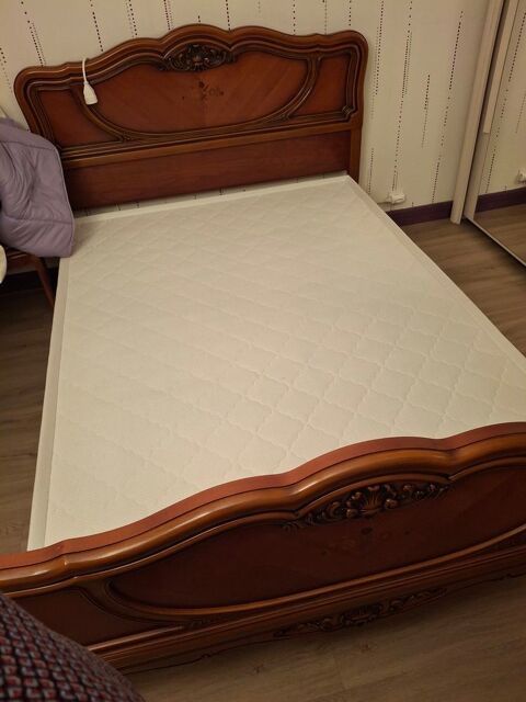 Lit double (140) en merisier 50 Villeneuve-Saint-Georges (94)