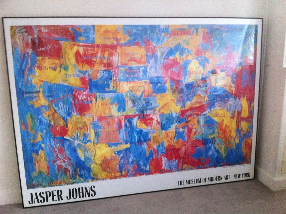 AFFICHE JASPER JOHNS, MAP OF THE USA, EXPO MOMA N.Y.1989 Décoration