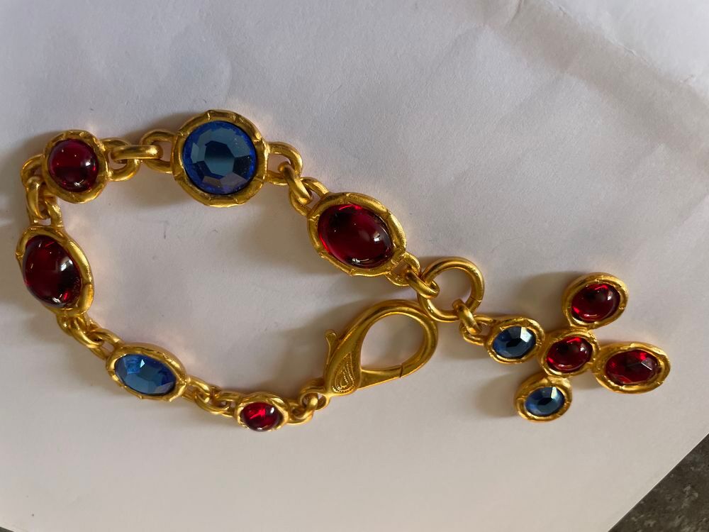 Bracelet articul&eacute; souple cabochons rouge et bleu FRESSANGE Bijoux et montres