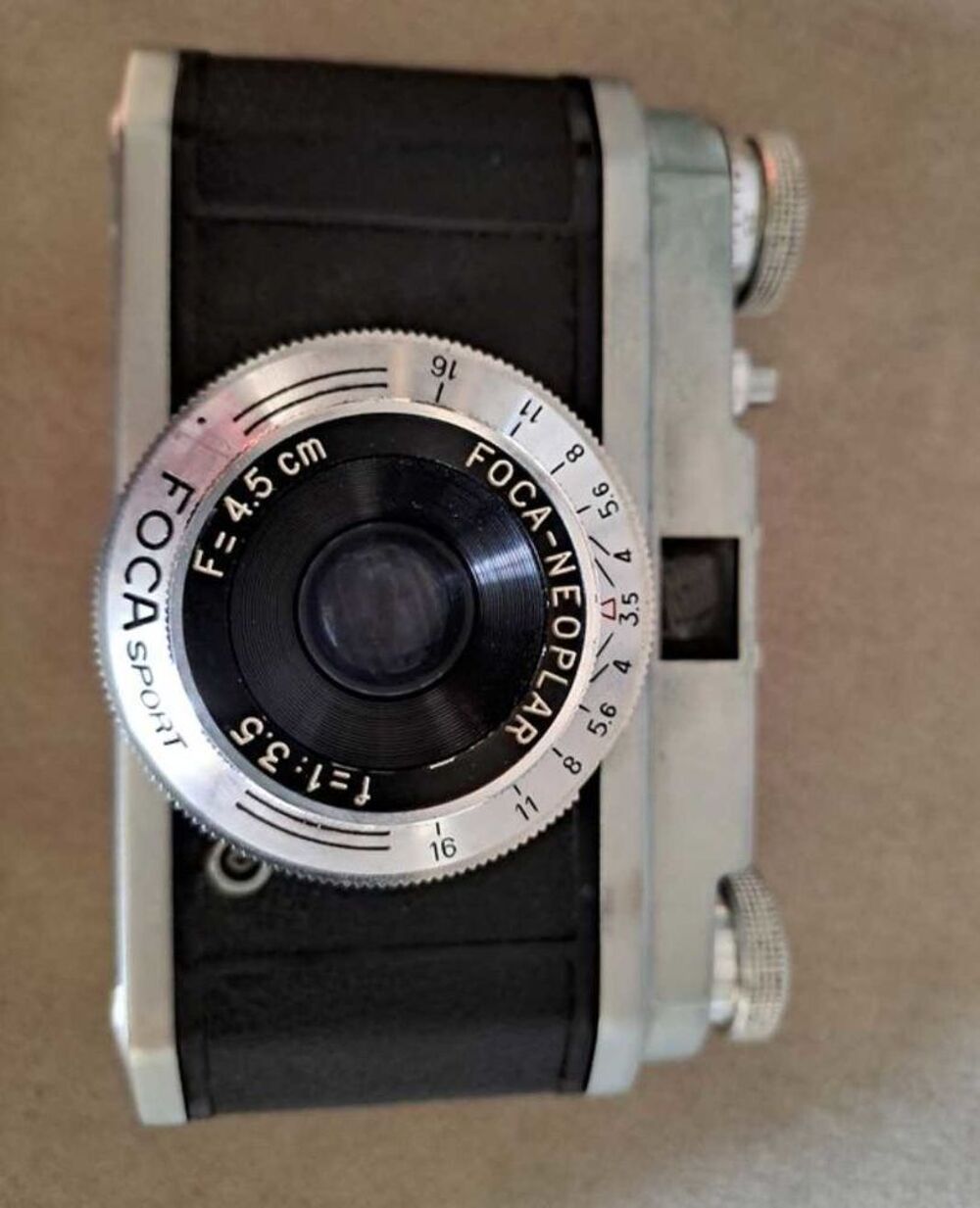 Appareil photo argentique + &eacute;tui cuir + pellicule (1986) + posem&egrave;tre Photos/Video/TV