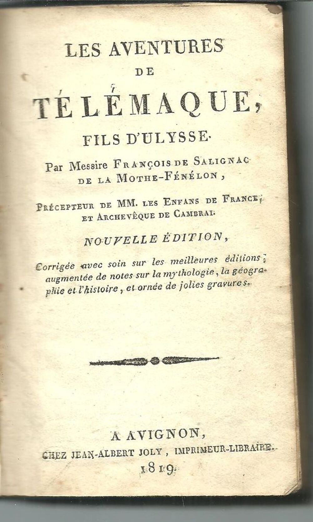 1819 Les aventures de TELEMAQUE FILS D'Ulysse / F de SALIGNA Livres et BD