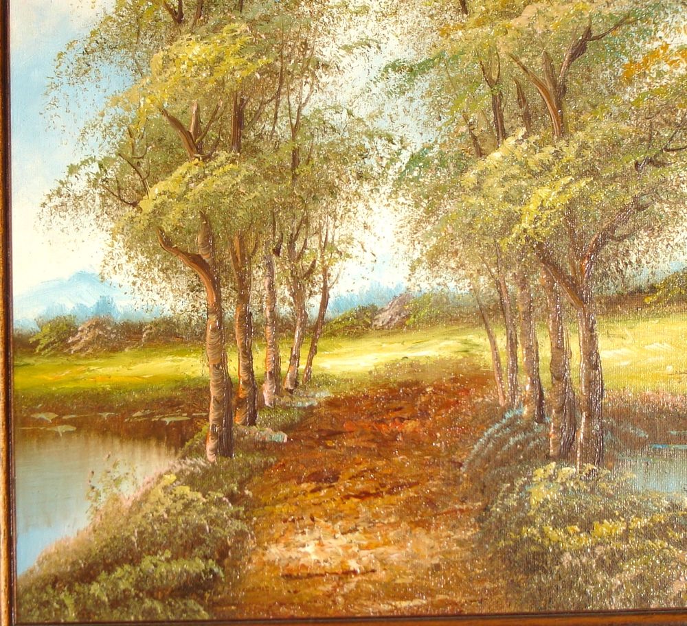 Tableau ancien paysage a l'huile sign&eacute; fisher Décoration
