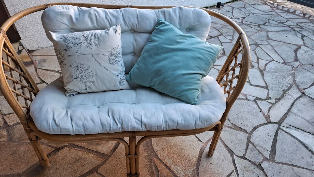 fauteuil 2 places rotin vintage Meubles