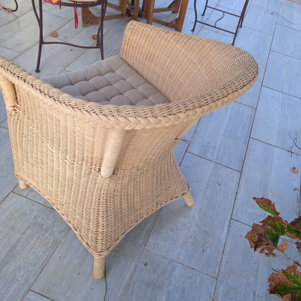 fauteuil osier pour terrasse ou jardin tr&egrave;s bel effet Meubles