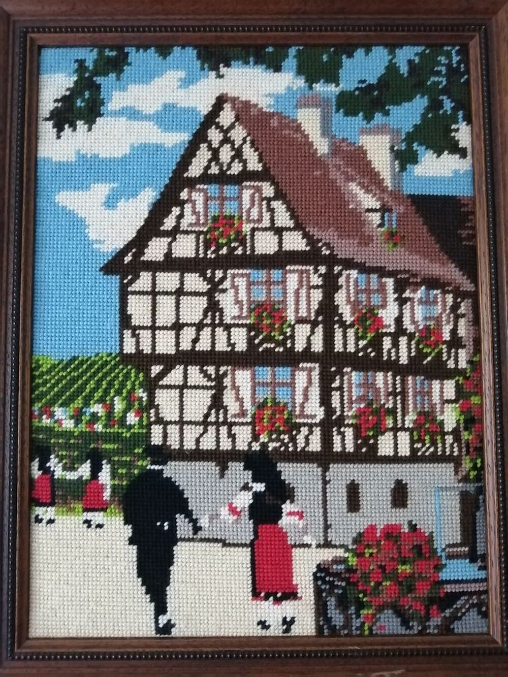 Tableau Canevas laine - Ancienne Mairie d'un village Alsacie Décoration