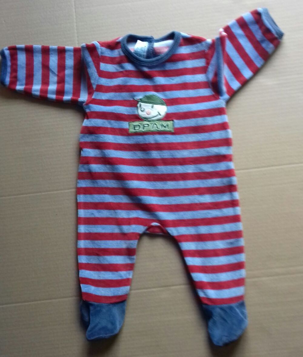 Pyjama DPAM ray&eacute; bleu/rouge - 3 mois Puériculture