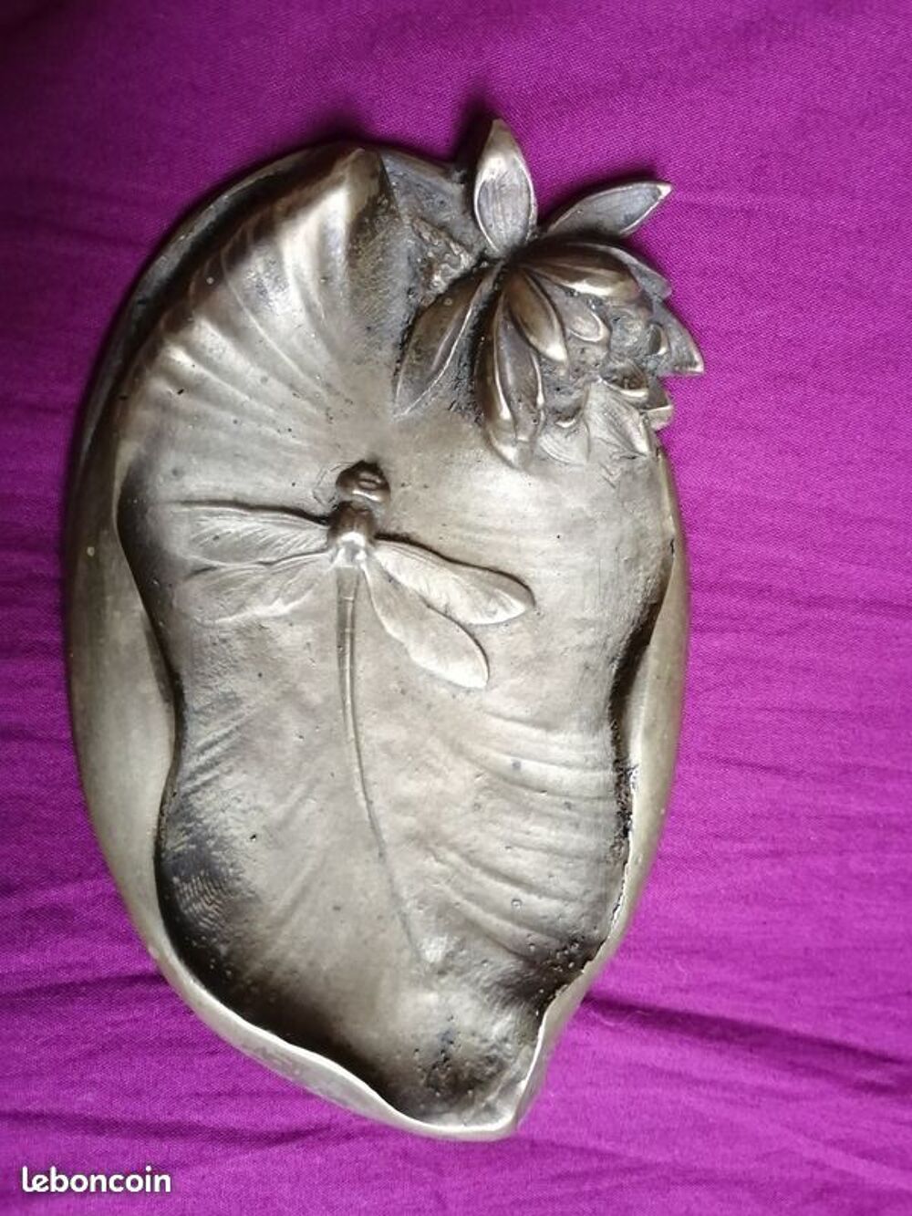 vide poche laiton bronze dor&eacute; insecte fleurs libellule salon Décoration