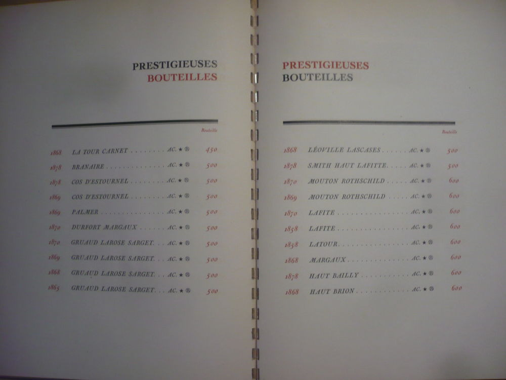 LISTE DES GRANDS VINS 1949. ?SOUS LE SIGNE DE PARIS' 1948 Livres et BD