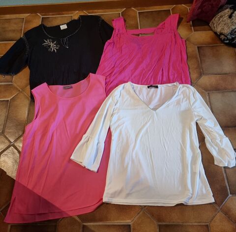Lot de 2 t-shirts et 2 débardeurs fuchsia/noir/blanc 2 Vulbens (74)