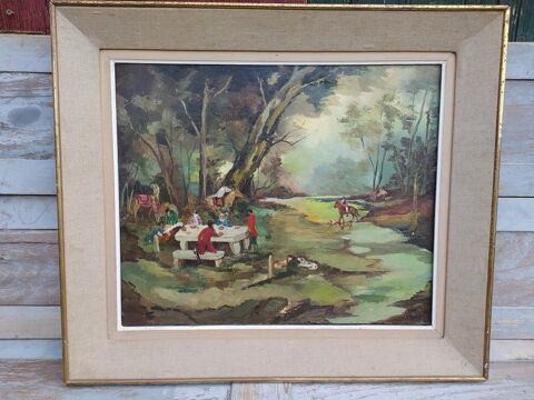 Tableau Chasse V�nerie La Table du Roi Sign� Lhermite 
80 Loches (37)