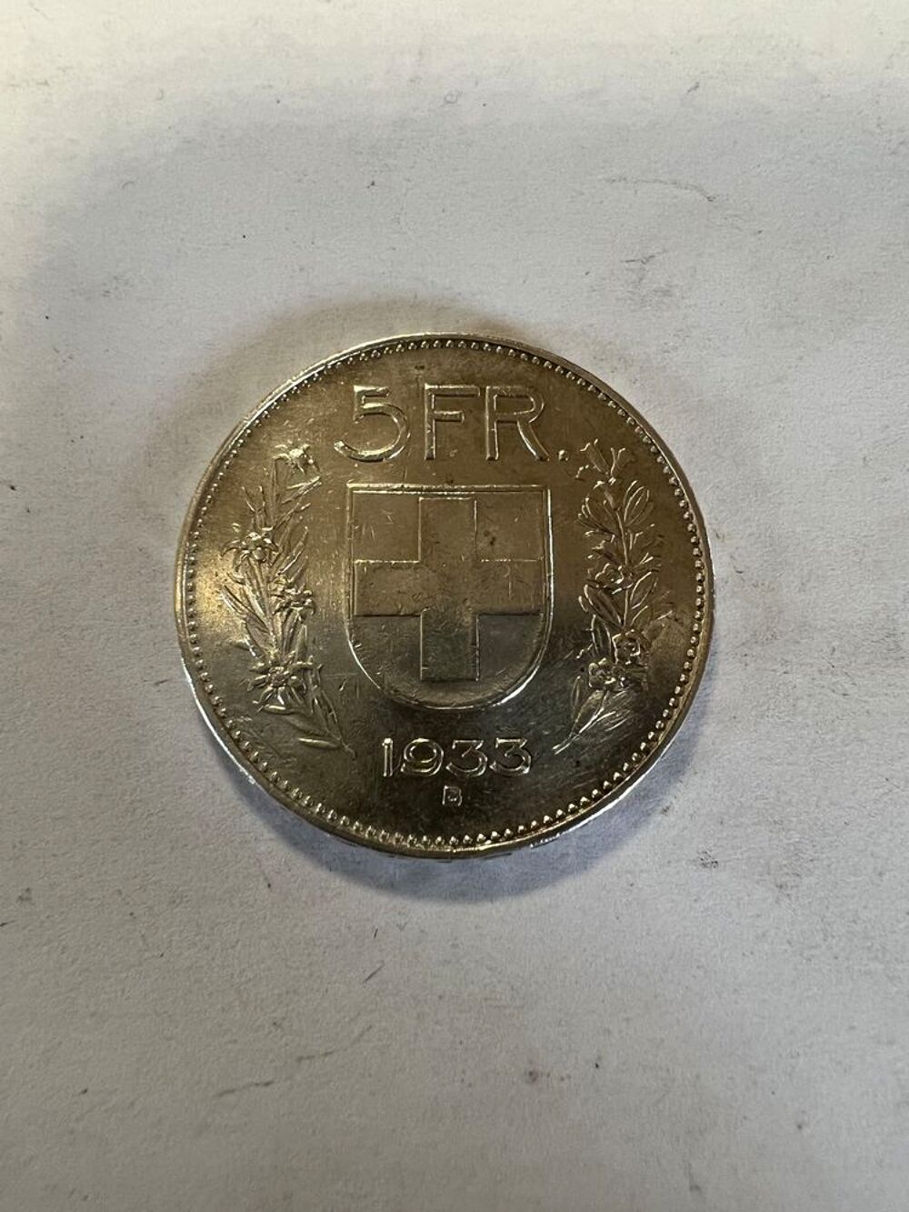 5 Francs 1933 Suisse Berger des Alpes, Bouclier Suisse Berne 