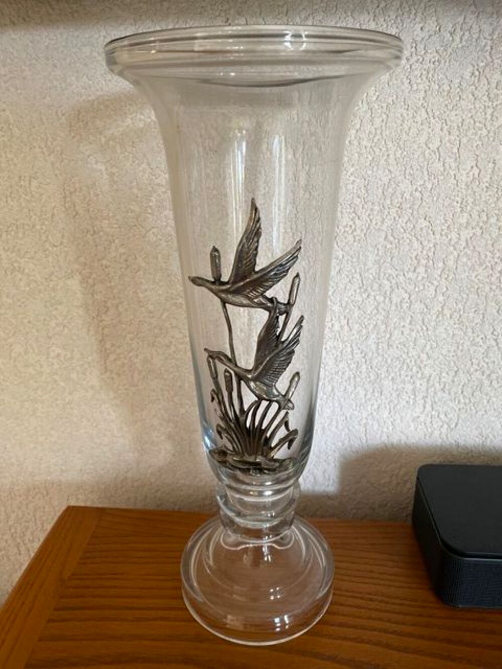 vase en verre et &eacute;tain Décoration