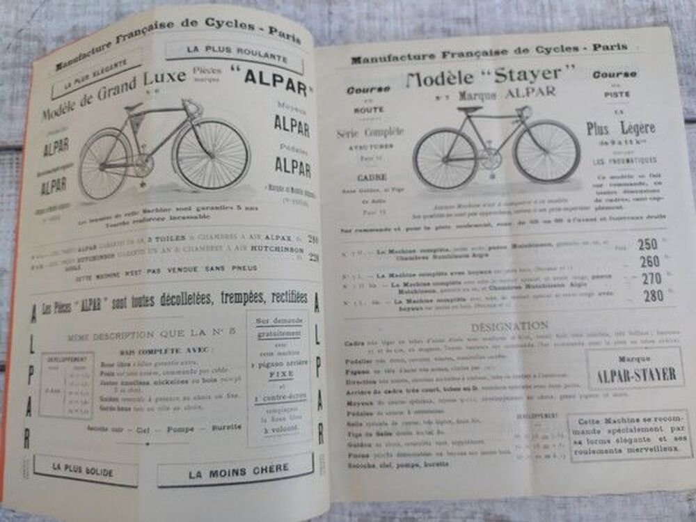 Catalogue Cycles ALPAR Paris 1910 V&eacute;los Bicyclette 