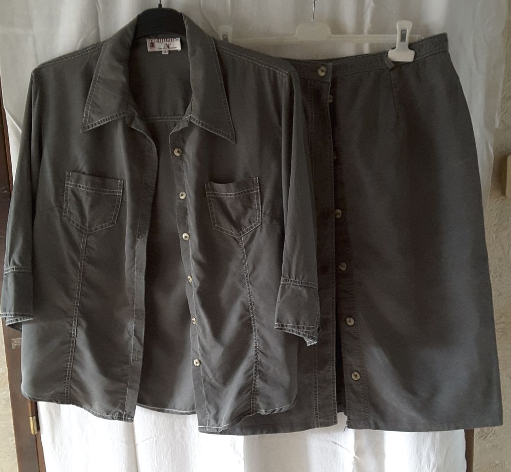 Ensemble veste et jupe vert bronze - Affinit&eacute;s Armand Thiery Vêtements