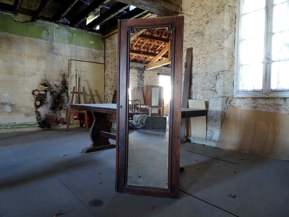 Glace miroir psych&eacute; porte meuble bois Décoration