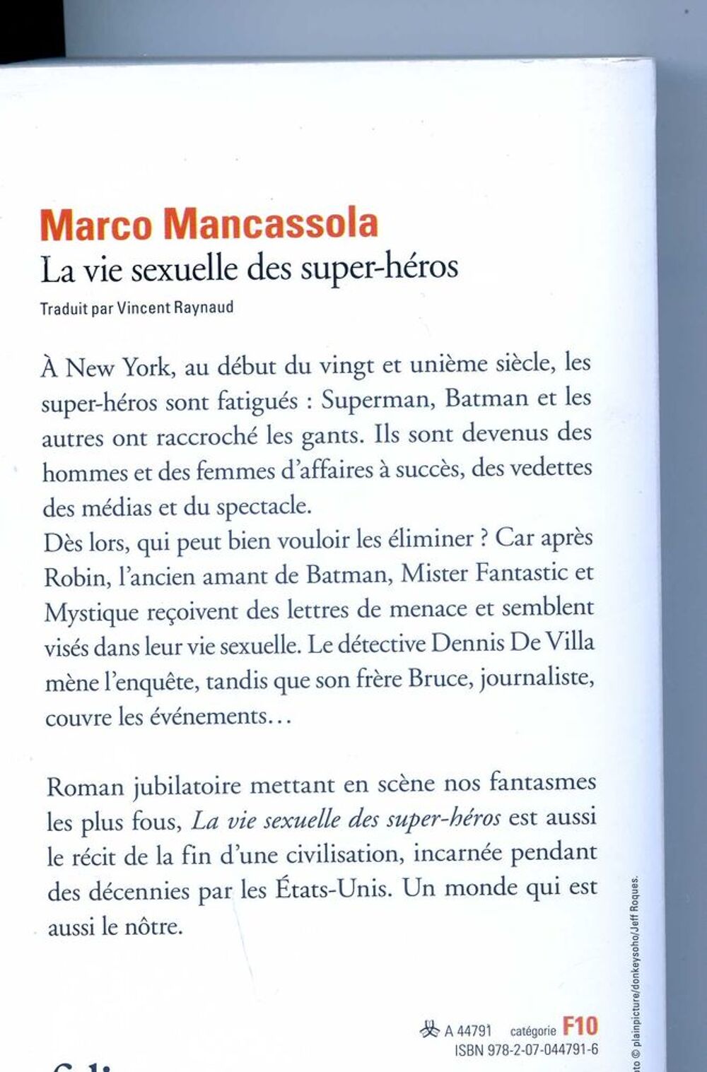 La vie sexuelle des super-h&eacute;ros- Marco Mancassola, Livres et BD