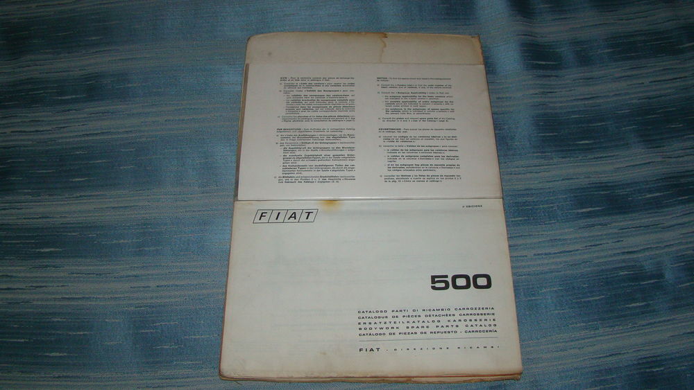 Catalogue de pi&egrave;ces d&eacute;tach&eacute;es carrosserie FIAT 500 &eacute;d. 1971 
