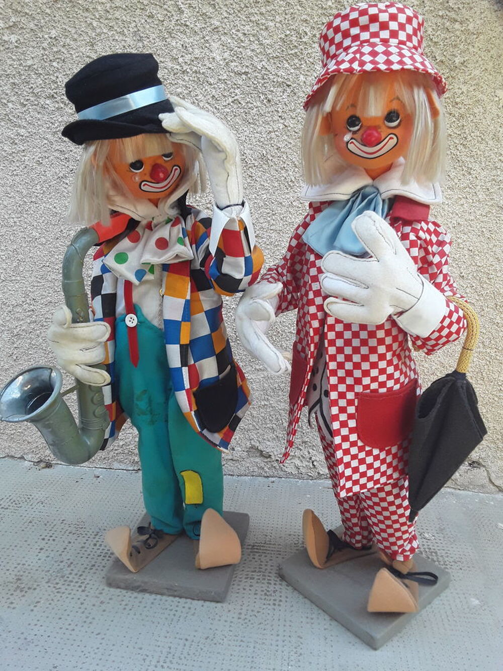 Clowns figurines anciennes en feutrine 