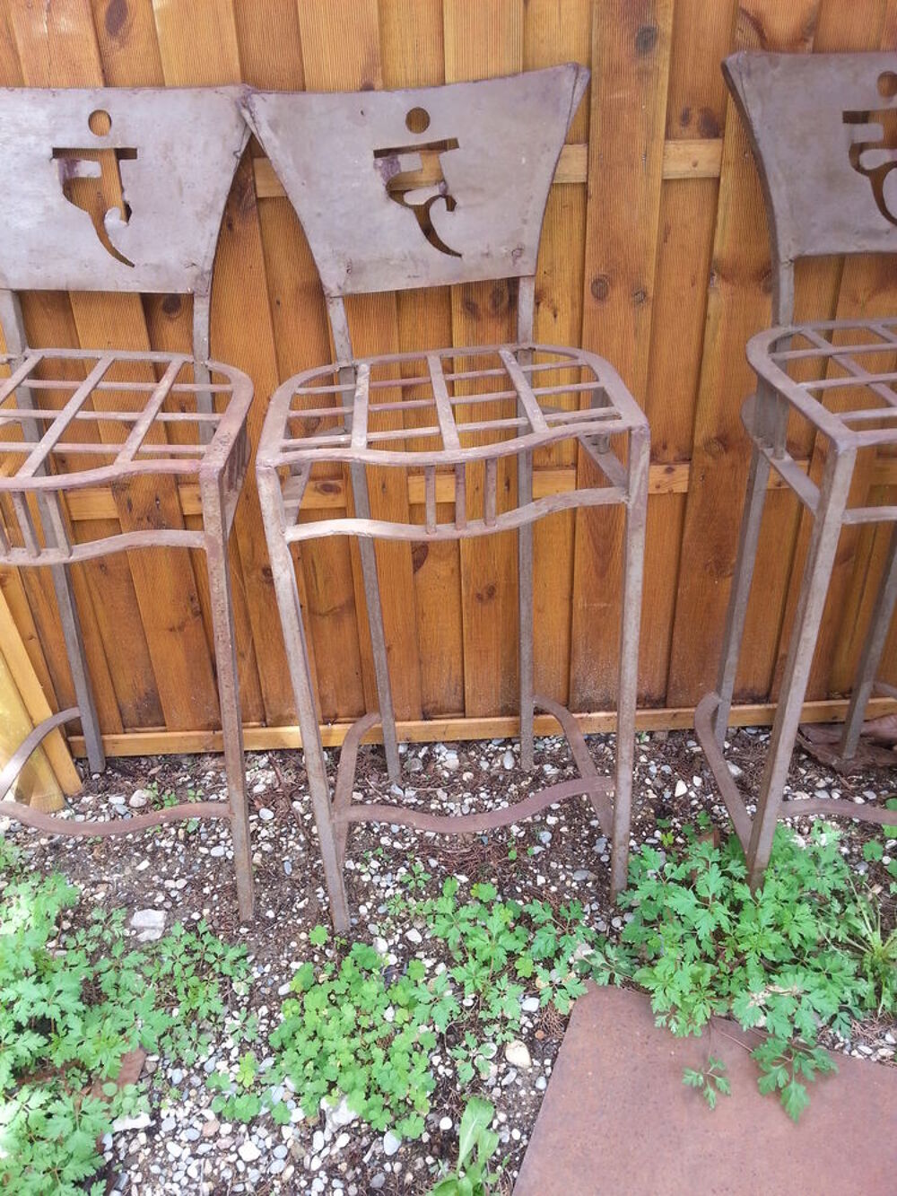 table + 4 chaises en fer Jardin
